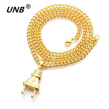 Load image into Gallery viewer, New Gold-color Electrical Plug Shape Pendants Necklaces