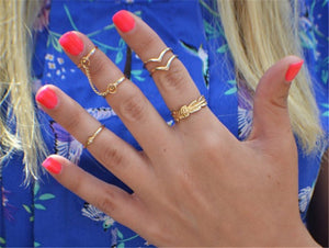 QCOOLJLY New 6pcs /lot Shiny Punk style Gold Color
