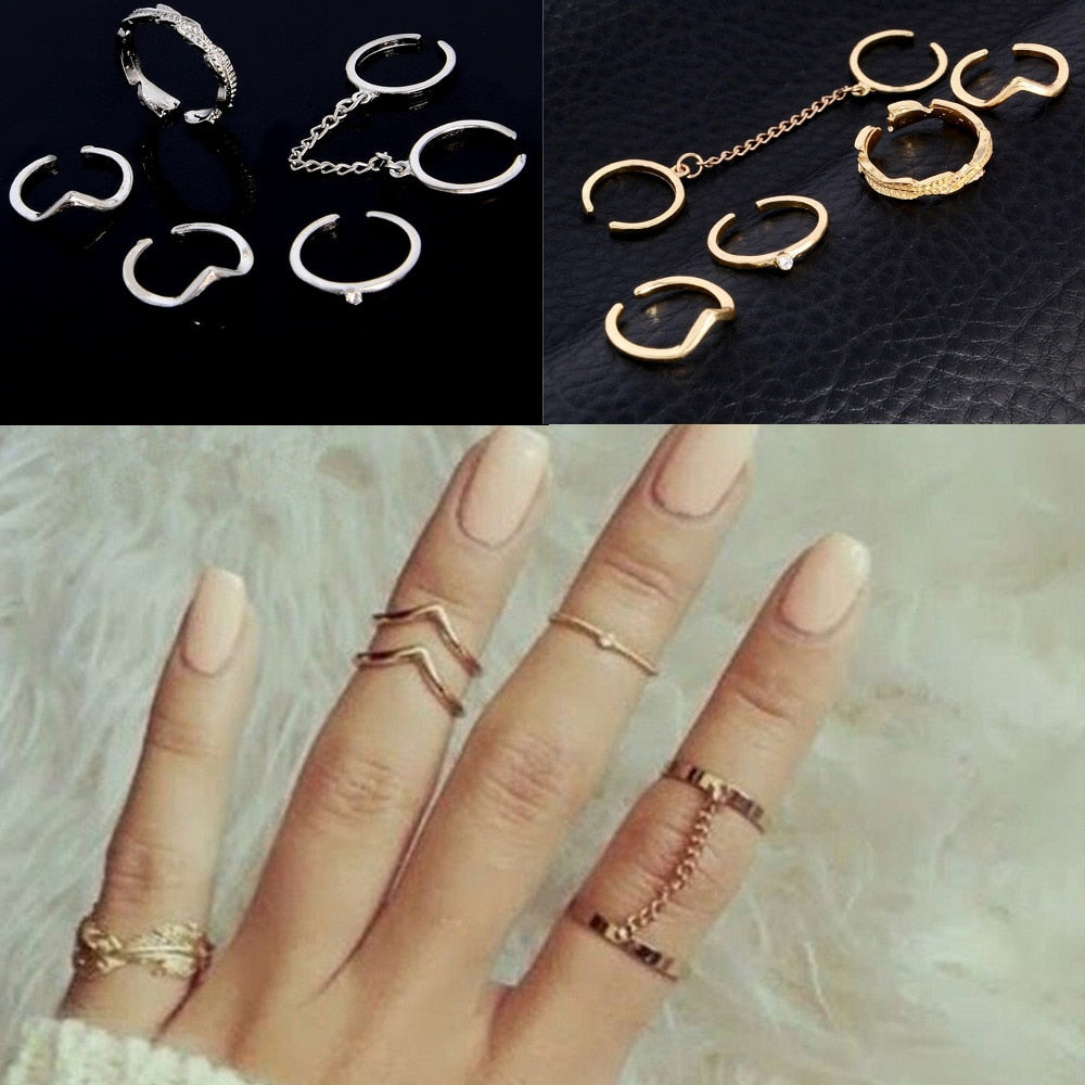 QCOOLJLY New 6pcs /lot Shiny Punk style Gold Color