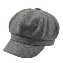 Load image into Gallery viewer, Retro Autumn Winter Women Girl Faux Wool Solid Color Peaked Cap Flat Hat Berets