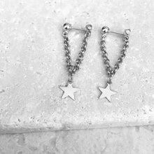Load image into Gallery viewer, Tassel Gold Color Star Design Chain Angle Long Earrings