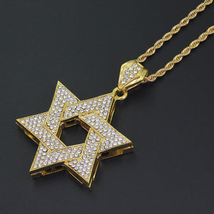 Full Iced Out Bling Rapper's Watch And CZ Crystal Hexagram