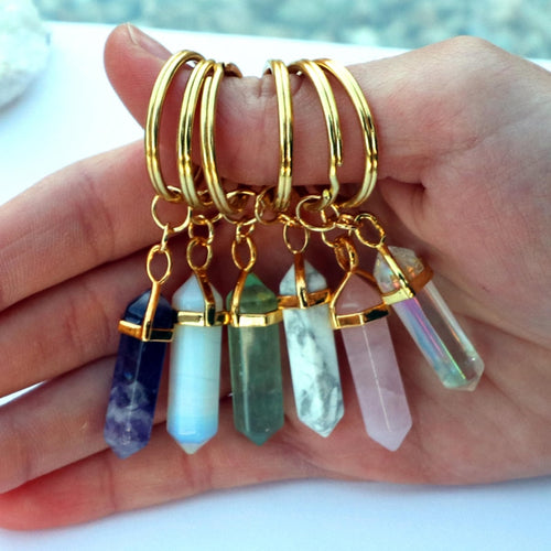 Original Nature Stone Pendant Keychain Fashion 1pcs