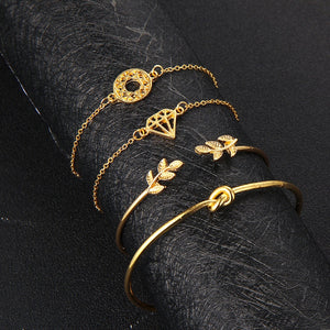 Tocona 4pcs/Set Fashion Bohemia Leaf Knot Hand