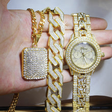 Load image into Gallery viewer, Men Hip Hop Full Iced Out Lab CZ AAA Watch &amp; Bracelet &amp; Iced Square