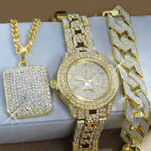 Load image into Gallery viewer, Men Hip Hop Full Iced Out Lab CZ AAA Watch &amp; Bracelet &amp; Iced Square