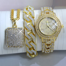 Load image into Gallery viewer, Men Hip Hop Full Iced Out Lab CZ AAA Watch &amp; Bracelet &amp; Iced Square
