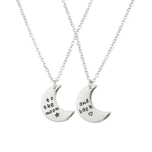 To The Moon & Back BFF Star Heart Best Friends Forever Necklace Set (2 PC).