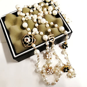 Mimiyagu Long Simulated Pearl Necklace