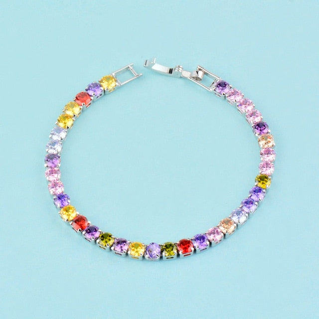 SINLEERY Charm AAA+ Round Cubic Zirconia Tennis Bracelet