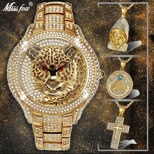 Hip Hop Iced Out Full AAA Cubic Zirconia Tiger