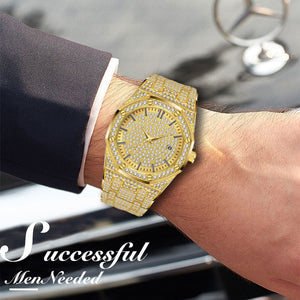 Gold Watch Men Luxury Brand Diamond